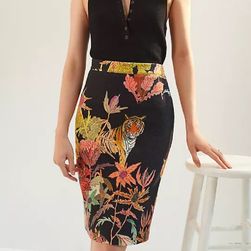NWT Anthropologie  M Tiger Knit Mini Skirt Michelle Morin